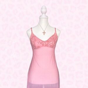 Hannah Pink Lace Trim Dress